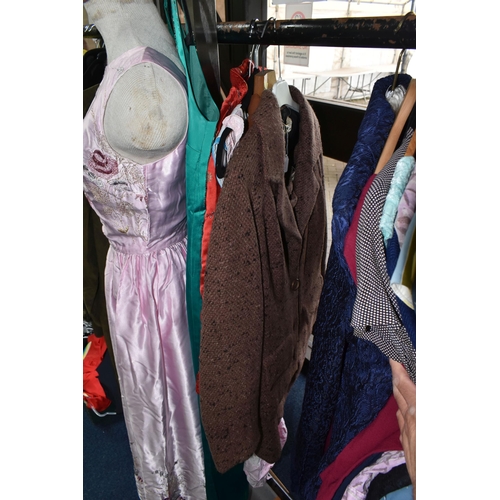 504 - TWENTY FOUR PIECES OF VINTAGE LADIES' AND CHILDREN'S CLOTHING, comprising five 1950's/60's evening d... 