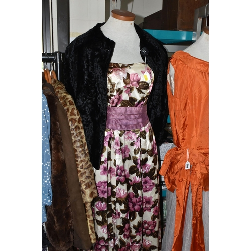 504 - TWENTY FOUR PIECES OF VINTAGE LADIES' AND CHILDREN'S CLOTHING, comprising five 1950's/60's evening d... 