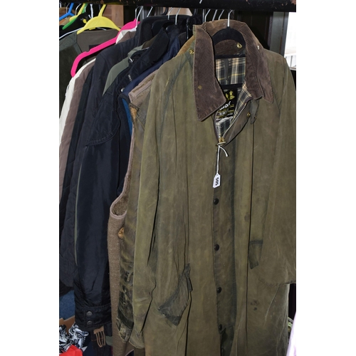 505 - A GROUP OF ELEVEN BARBOUR JACKETS AND GILETS, TOGETHER WITH THREE SCARVES, comprising a 'Burghley' g... 