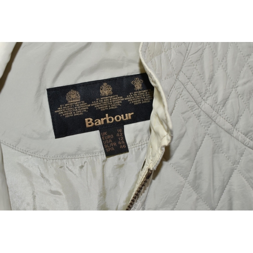 505 - A GROUP OF ELEVEN BARBOUR JACKETS AND GILETS, TOGETHER WITH THREE SCARVES, comprising a 'Burghley' g... 