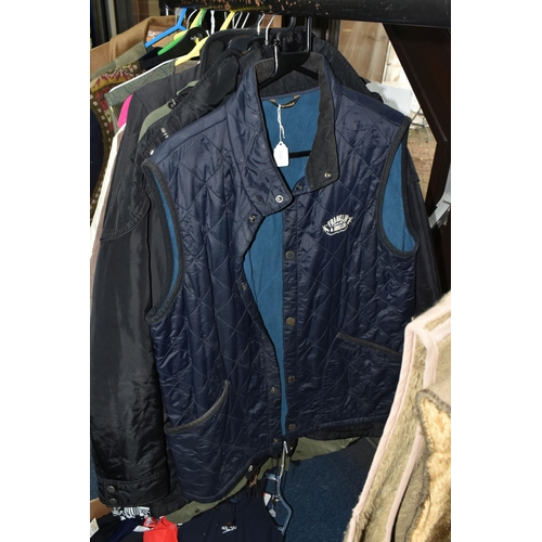 505 - A GROUP OF ELEVEN BARBOUR JACKETS AND GILETS, TOGETHER WITH THREE SCARVES, comprising a 'Burghley' g... 