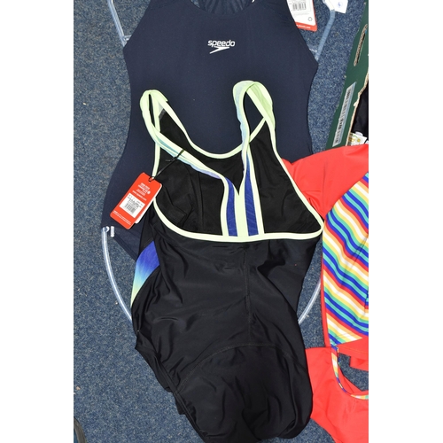 507 - ONE BOX OF SIXTEEN PIECES OF ASSORTED SPEEDO SWIMWEAR, to include children's and ladies' swimming co... 