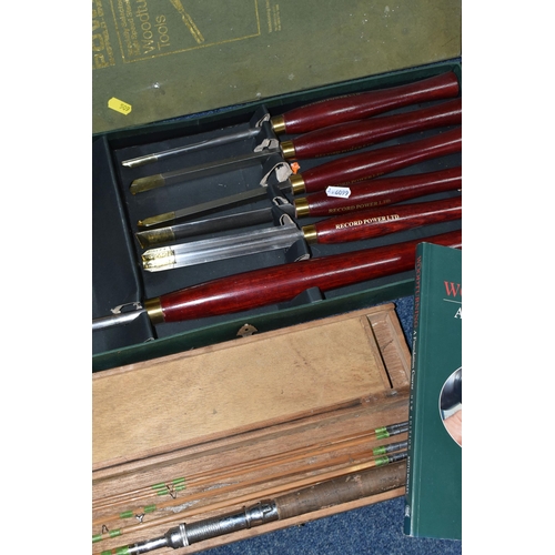 509 - THREE BOXES AND LOOSE ASSORTED SUNDRIES to include a boxed vintage cane Japanese fishing rod, a Nint... 