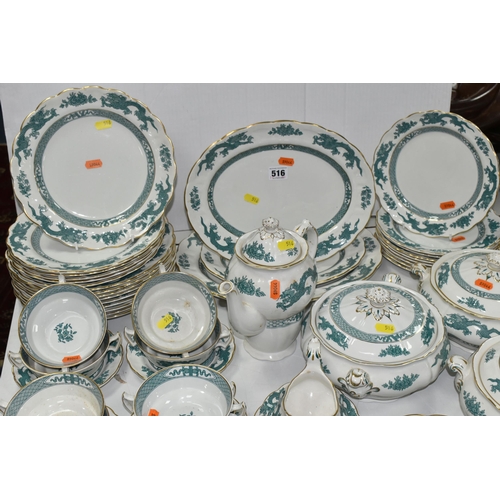 516 - A SIXTY NINE PIECE BOOTHS 'GREEN DRAGON' DINNER SERVICE comprising three covered tureens, three grad... 