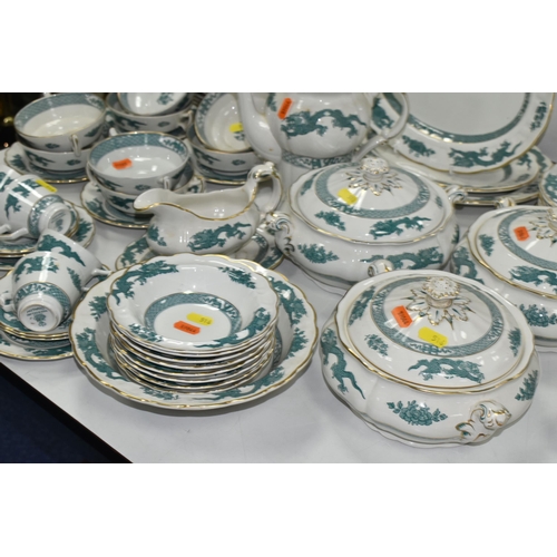 516 - A SIXTY NINE PIECE BOOTHS 'GREEN DRAGON' DINNER SERVICE comprising three covered tureens, three grad... 