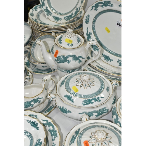 516 - A SIXTY NINE PIECE BOOTHS 'GREEN DRAGON' DINNER SERVICE comprising three covered tureens, three grad... 