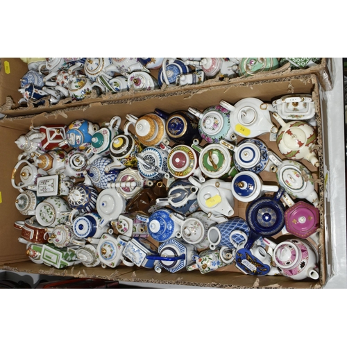 518 - TWO BOXES OF 'PORCELAIN ART' MINIATURE TEAPOT COLLECTION, approximately ninety-four in total, variou... 