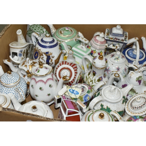 518 - TWO BOXES OF 'PORCELAIN ART' MINIATURE TEAPOT COLLECTION, approximately ninety-four in total, variou... 