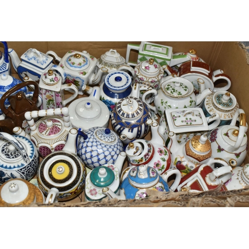 518 - TWO BOXES OF 'PORCELAIN ART' MINIATURE TEAPOT COLLECTION, approximately ninety-four in total, variou... 