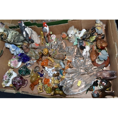 525 - FOUR BOXES OF ASSORTED CERAMICS AND GLASSWARE, including Wade Whimsies of Nursery Rhyme characters a... 