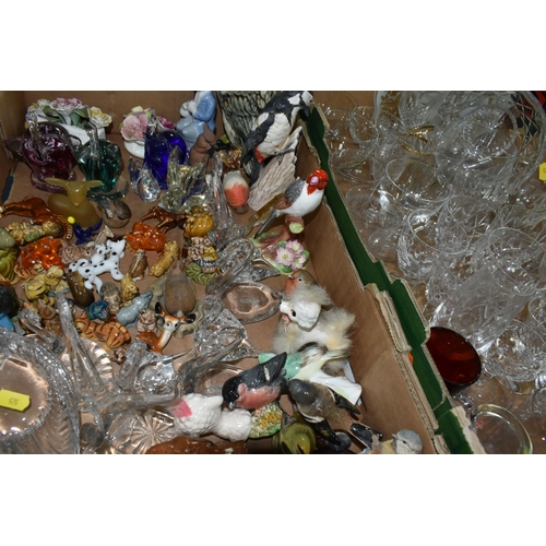 525 - FOUR BOXES OF ASSORTED CERAMICS AND GLASSWARE, including Wade Whimsies of Nursery Rhyme characters a... 