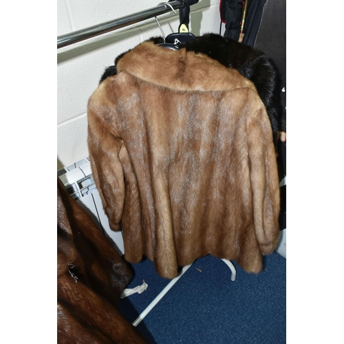 532 - FOUR LADIES' FUR COATS, A KARIMAFURS ASTRAKHAN COAT AND A SILMA CUIR BROWN LEATHER MEN'S THREE QUART... 