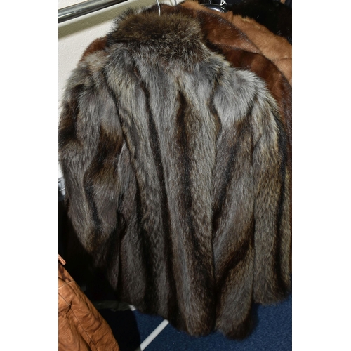 532 - FOUR LADIES' FUR COATS, A KARIMAFURS ASTRAKHAN COAT AND A SILMA CUIR BROWN LEATHER MEN'S THREE QUART... 