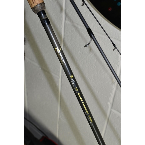 533 - SEVEN ASSORTED COARSE FISHING RODS, comprising two Korum 3 Generation 12ft 1.5t/c multi feeder rods,... 