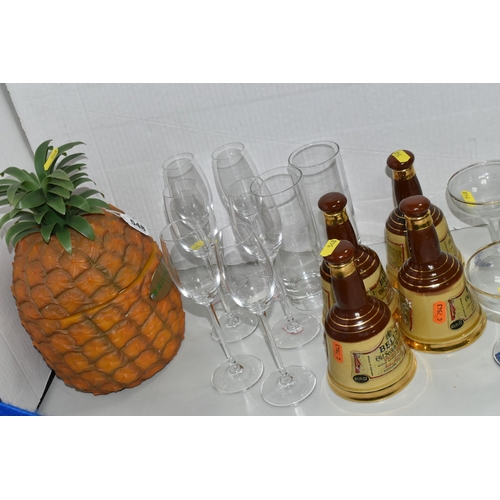 548 - A QUANTITY OF BRANDED BAR WARE to include five Babycham glasses, two Tia Maria glasses, four Royal N... 