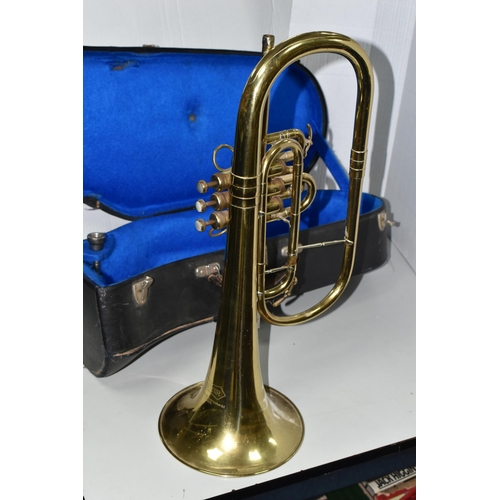 549 - AN EB MARCHING TENOR HORN with original manufacturers mark on the instrument, imported by Boosey & H... 