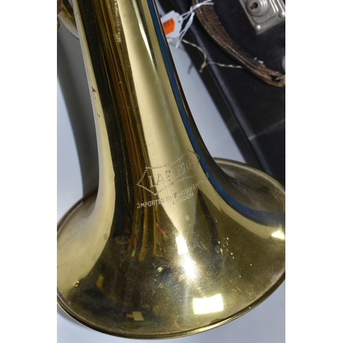 549 - AN EB MARCHING TENOR HORN with original manufacturers mark on the instrument, imported by Boosey & H... 