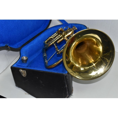 549 - AN EB MARCHING TENOR HORN with original manufacturers mark on the instrument, imported by Boosey & H... 