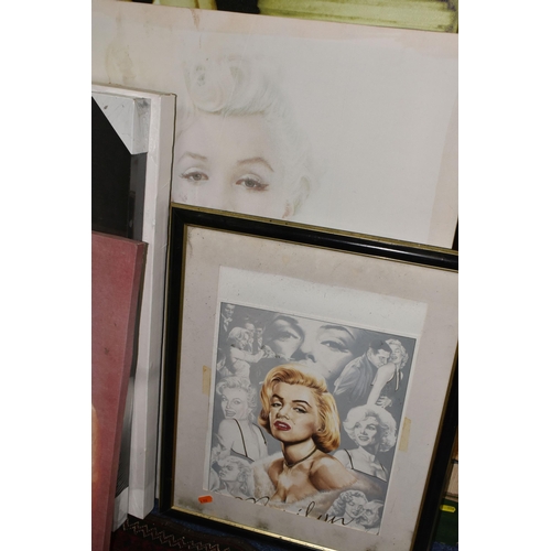 555 - A COLLECTION OF MODERN MARILYN MONROE MEMORABILIA, including six collectors plates, two boxed, a str... 