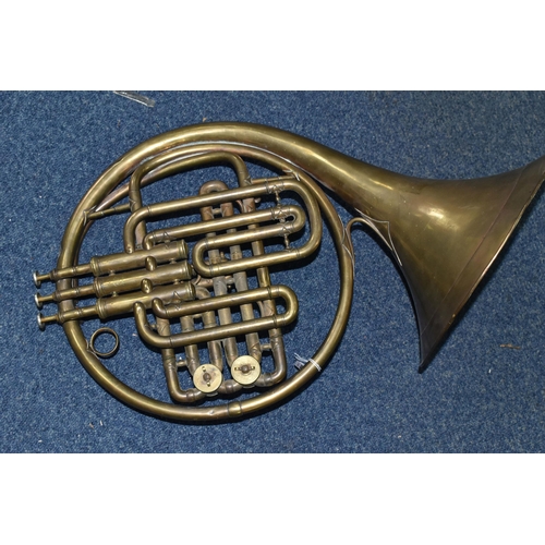 562 - A BESSON BRASS FRENCH HORN, stamped F Bresson, Brevete, Paris, No.55653, in used and worn condition ... 