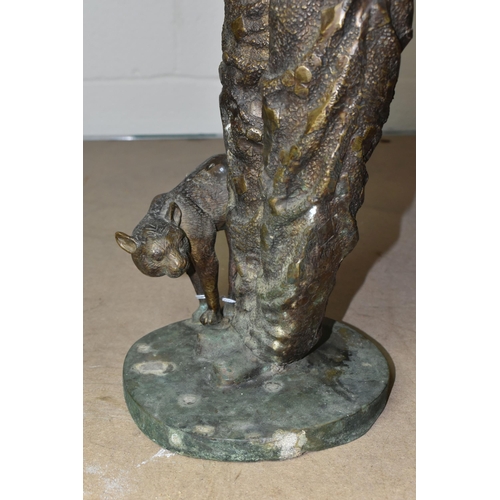 570 - A BRONZE FIGURE OF PIERROT AND A CAT, height 58cm (1) (Condition Report: appears ok generally, has a... 