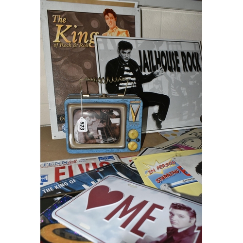 573 - A COLLECTION OF METAL 'ELVIS PRESLEY' SIGNS AND OTHER ITEMS, to include an EPE 'The Wertheimer Colle... 