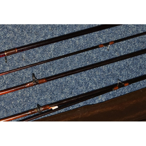 576 - THREE TWO PIECE FLY RODS, comprising a Normark 11ft model GMF1322 7/8 weight rod, two unbranded 7/8 ... 