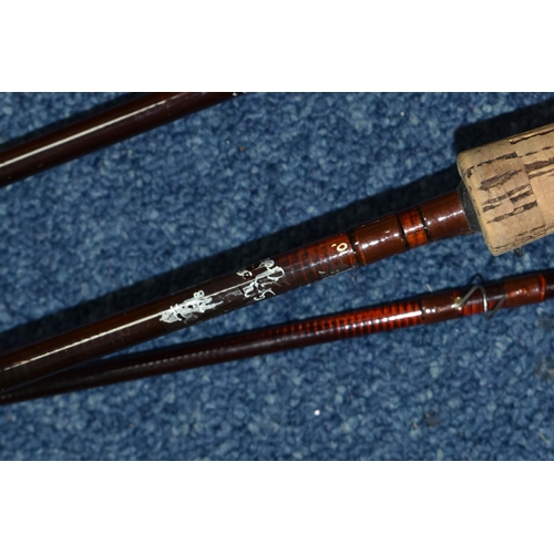 576 - THREE TWO PIECE FLY RODS, comprising a Normark 11ft model GMF1322 7/8 weight rod, two unbranded 7/8 ... 