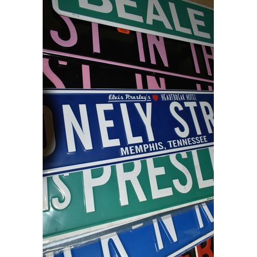 579 - A COLLECTION OF 'ELVIS PRESLEY' ROAD SIGN STYLE METAL SIGNS, eight signs comprising two x Elvis Pres... 