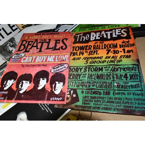 580 - A COLLECTION OF 'THE BEATLES' MEMORABILIA, to include modern metal signs, including a street sign st... 