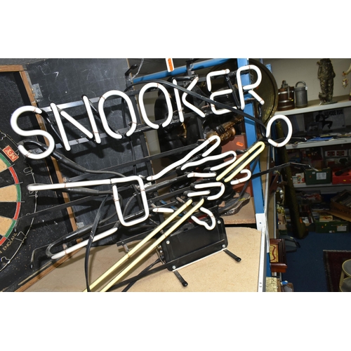 590 - A MODERN 'SNOOKER' NEON LIGHT, fitted with an 'actown' indoor gas tube transformer, height 50.5cm x ... 