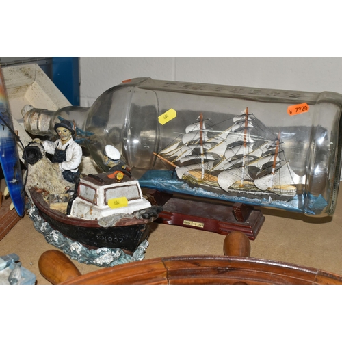 604 - A COLLECTION OF ELEVEN ITEMS OF MODEL SAILING SHIPS AND ACCESSORIES, ETC, to include the Cutty Sark ... 