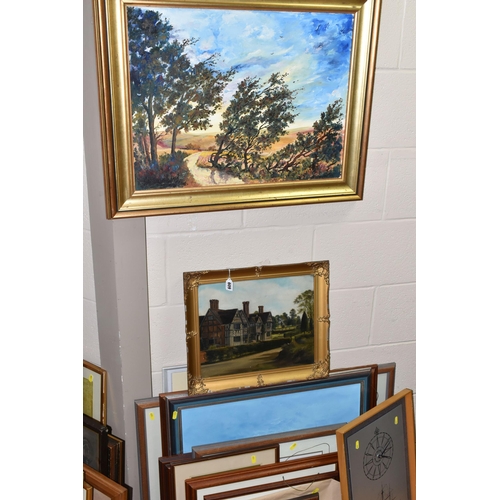 609 - A QUANTITY OF PAINTINGS AND PRINTS ETC, to include a John Hammond oil on canvas landscape, signed an... 