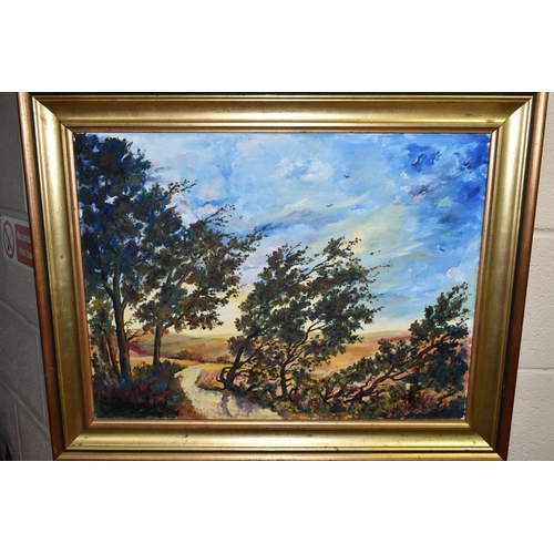 609 - A QUANTITY OF PAINTINGS AND PRINTS ETC, to include a John Hammond oil on canvas landscape, signed an... 