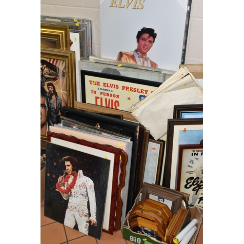 611 - A LARGE QUANTITY OF ELVIS MEMORABILIA, to include prints, posters, mirrors and reproduction concert ... 