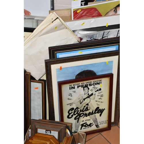 611 - A LARGE QUANTITY OF ELVIS MEMORABILIA, to include prints, posters, mirrors and reproduction concert ... 