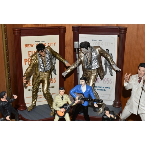 355 - A COLLECTION OF MUSICAL 'ELVIS' FIGURINES, comprising four Franklin Mint music box figures, 'Burning... 