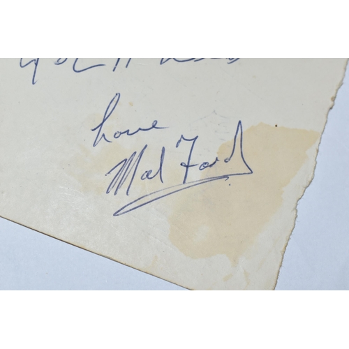 637 - THE ROLLING STONES AUTOGRAPHS, a card with the signatures of the band, with the signature of Mal For... 