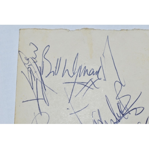 637 - THE ROLLING STONES AUTOGRAPHS, a card with the signatures of the band, with the signature of Mal For... 