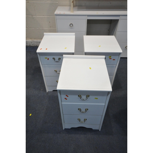 1202 - A SELECTION OF WHITE BEDROOM FURNITURE, to include a dressing table, fitted with six drawers, width ... 