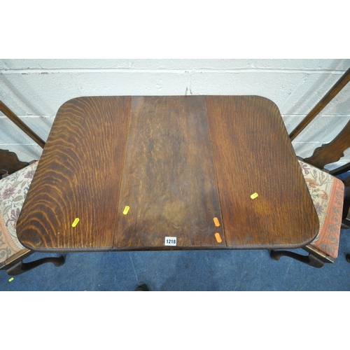 1218 - AN EARLY 20TH CENTURY SMALL OAK GATE LEG TABLE, open width 92cm x closed width 35cm x depth 61cm x h... 