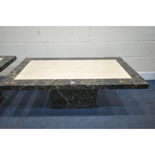 1238 - A LATE 20TH CENTURY RECTANGULAR MARBLE EFFECT COFFEE TABLE, width 125cm x depth 70cm x height 46cm, ... 