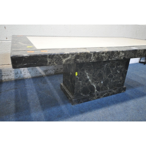 1238 - A LATE 20TH CENTURY RECTANGULAR MARBLE EFFECT COFFEE TABLE, width 125cm x depth 70cm x height 46cm, ... 