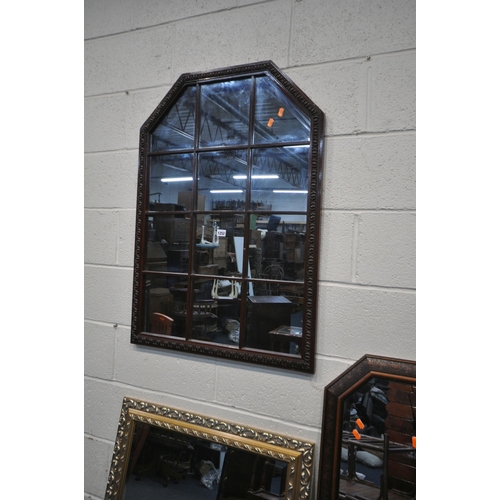 1252 - A MODERN GILT FRAMED BEVELLED EDGE WALL MIRROR, 75cm x 104cm, , an oak octagonal framed wall mirror,... 