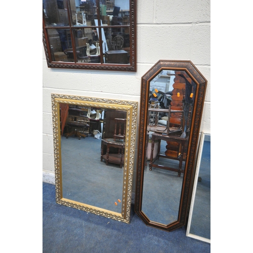 1252 - A MODERN GILT FRAMED BEVELLED EDGE WALL MIRROR, 75cm x 104cm, , an oak octagonal framed wall mirror,... 