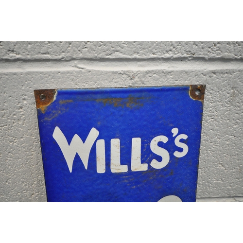 1317 - A RECTANGULAR ENAMEL ADVERTISING SIGN FOR WILLS'S 'GOLD FLAKE' CIGARETTES, 20cm x 62cm (condition re... 