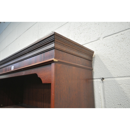 1323 - A LATE 20TH CENTURY MAHOGANY OPEN BOOKCASE, with five shelves, width 87cm x depth 31cm x height 191c... 