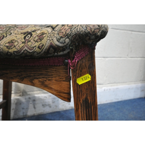 1324 - A PAIR OF ARTS AND CRAFTS OAK CHAIRS, with tapering ladder back, width 51cm x depth 51cm x height 80... 