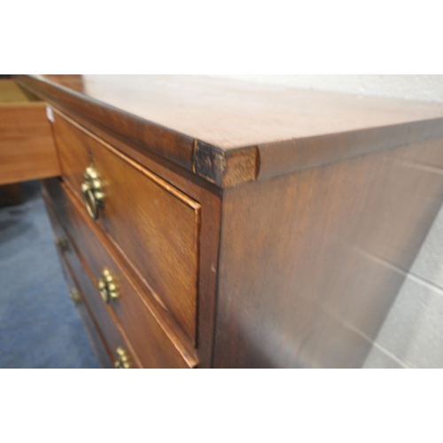 1335 - AN EDWARDIAN MAHOGANY CHEST OF TWO SHORT OVER THREE LONG DRAWERS, on bracket feet, width 107cm x dep... 