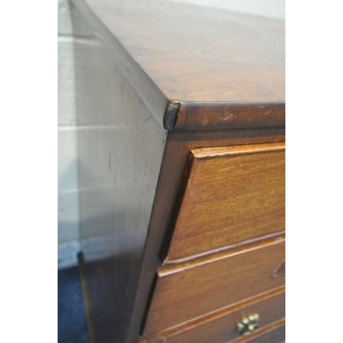 1335 - AN EDWARDIAN MAHOGANY CHEST OF TWO SHORT OVER THREE LONG DRAWERS, on bracket feet, width 107cm x dep... 